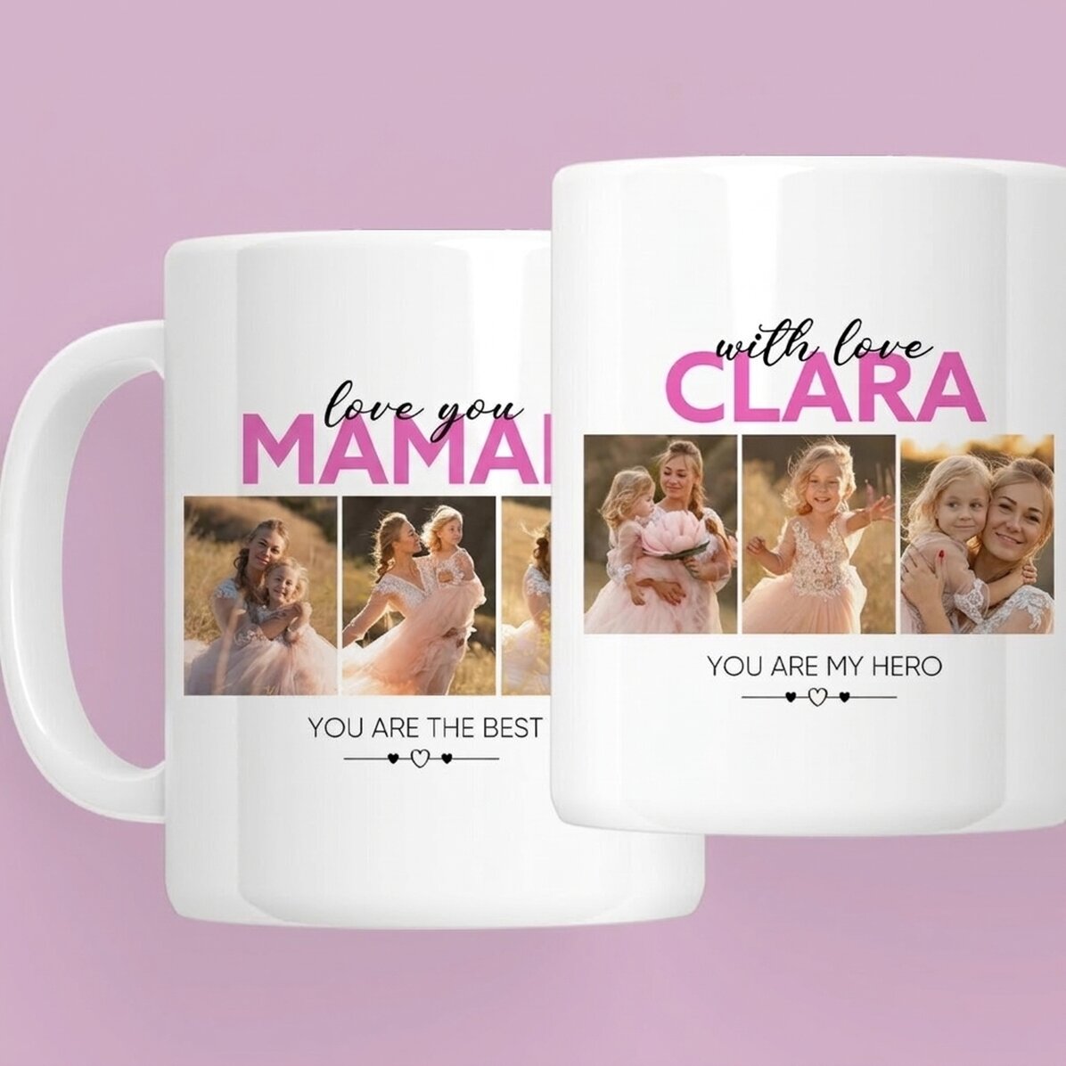 Tasse personnalisée avec 6 photos et un texte - With love