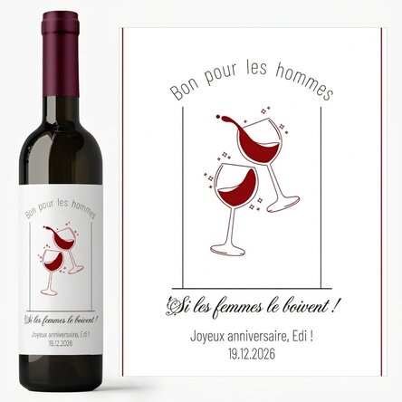 Vin personnalisé avec un message - Idéal pour les hommes