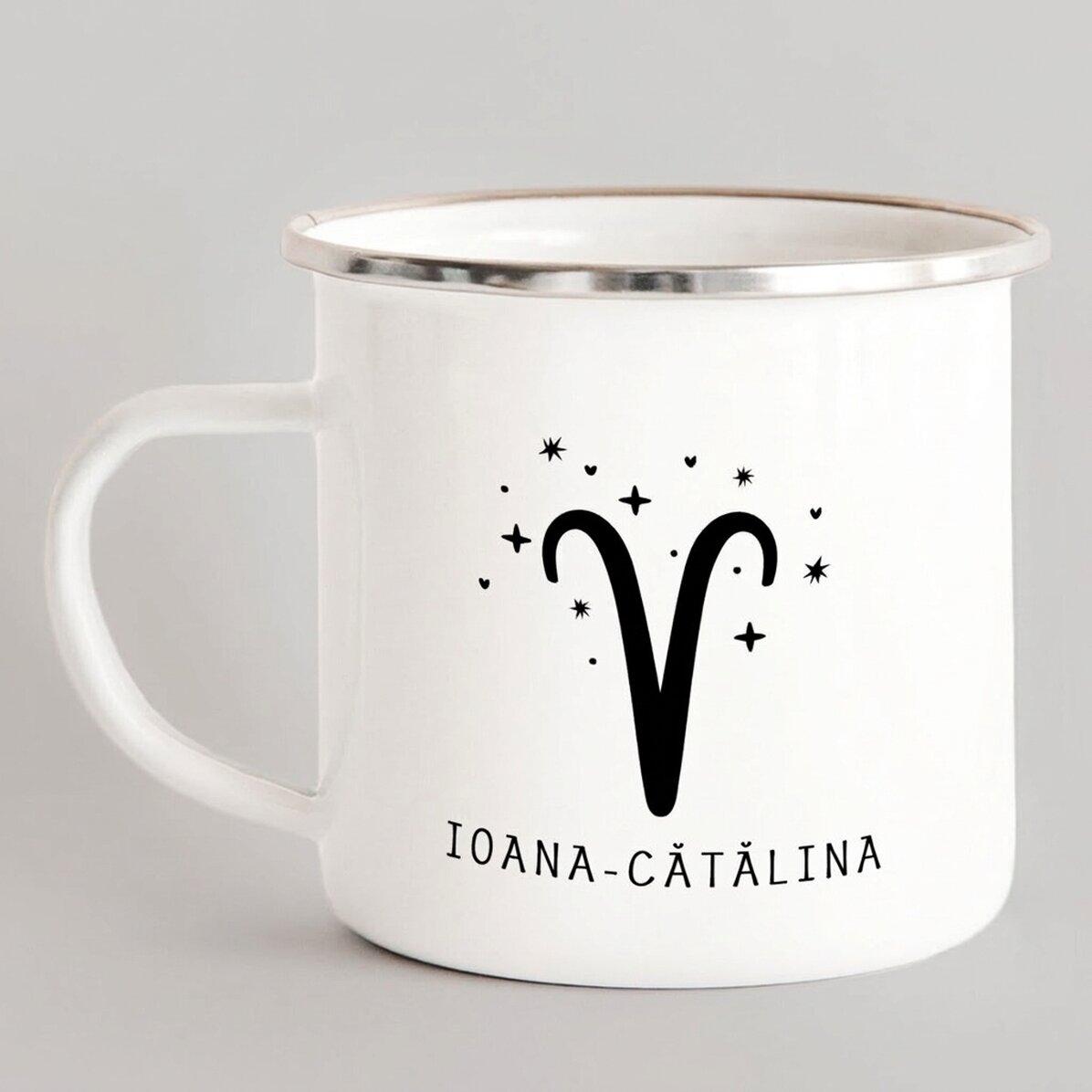 Tasse métallique émaillée personnalisée avec un message - Signe du zodiaque