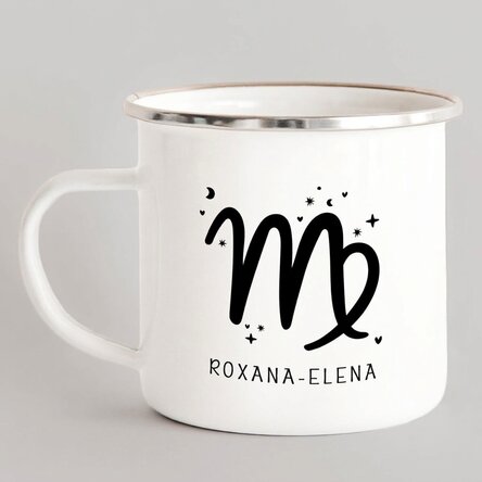 Tasse métallique émaillée personnalisée avec un message - Signe du zodiaque : la Vierge