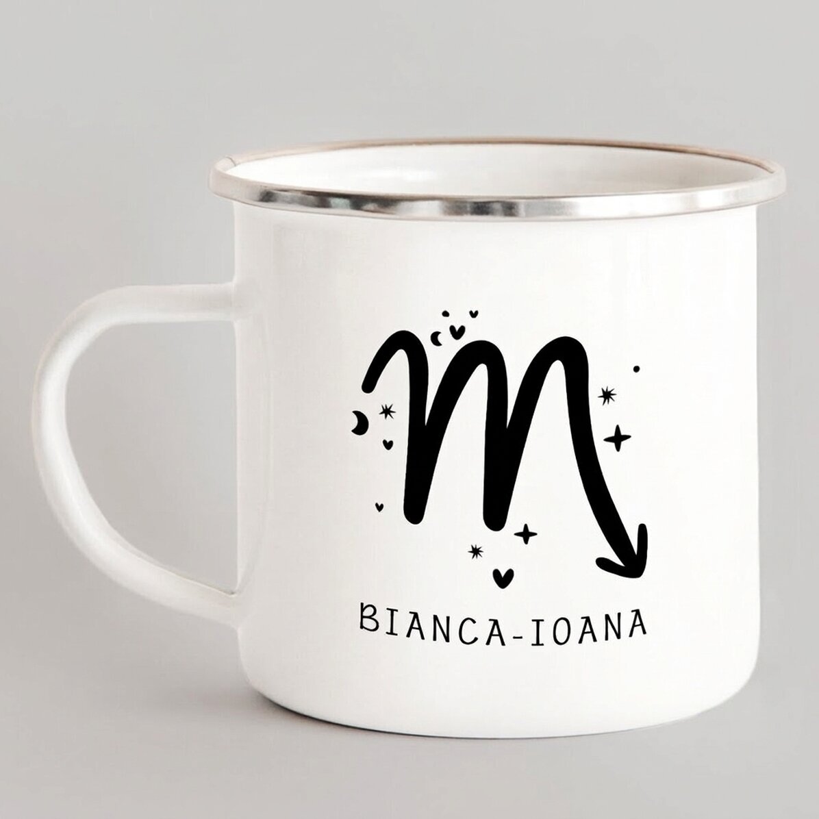 Tasse métallique émaillée personnalisée avec un message - Signe du Scorpion