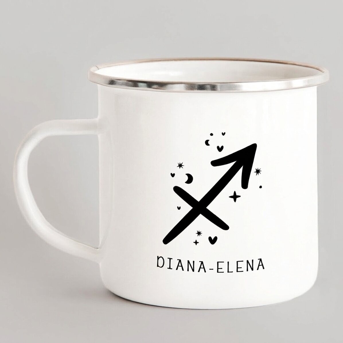 Tasse en métal émaillée personnalisée avec un message - Signe du Sagittaire