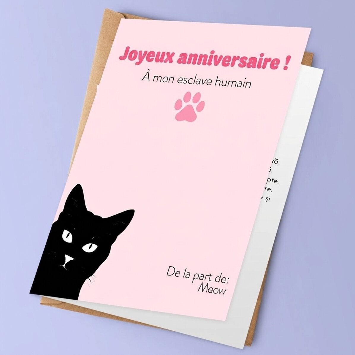 Carte de vœux personnalisée avec texte - Lettre de Meow