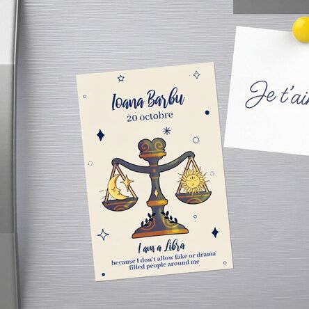 Aimant personnalisé 10 x 15 cm avec texte - Signe du zodiaque