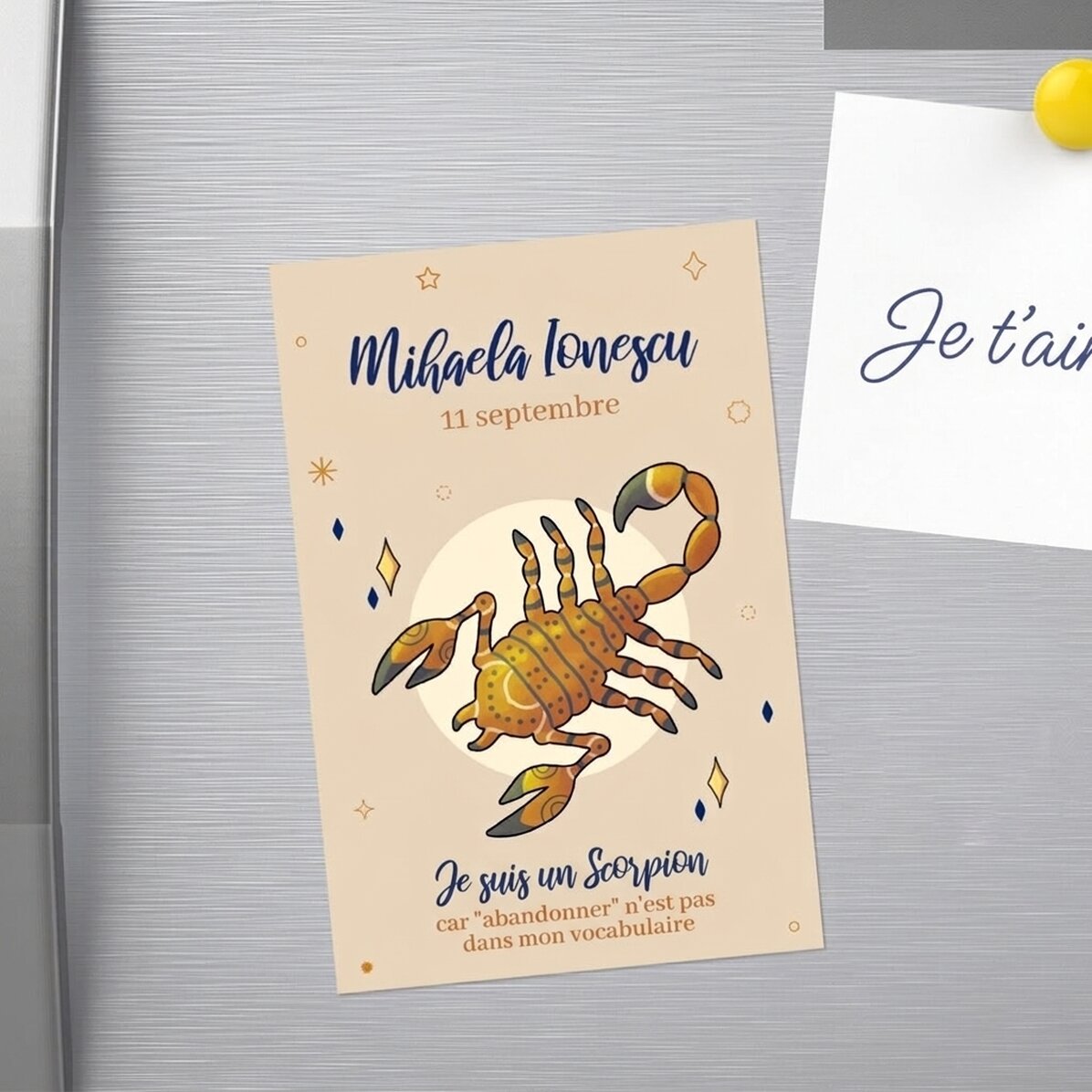 Aimant personnalisé 10 x 15 cm avec texte - Signe du Scorpion