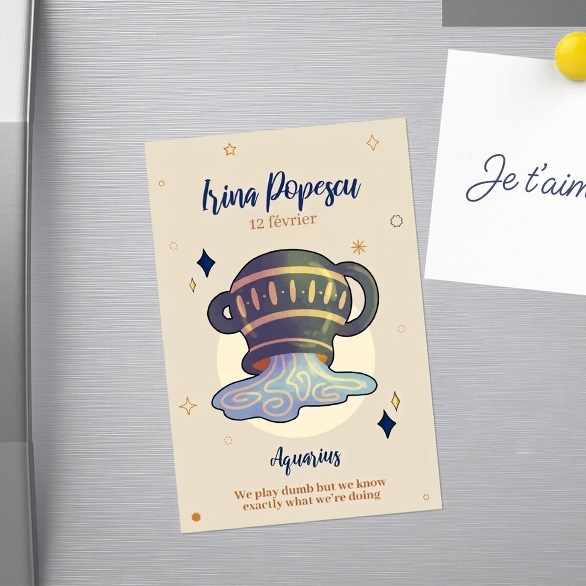 Aimant personnalisé 10 x 15 cm avec texte - Signe du Verseau