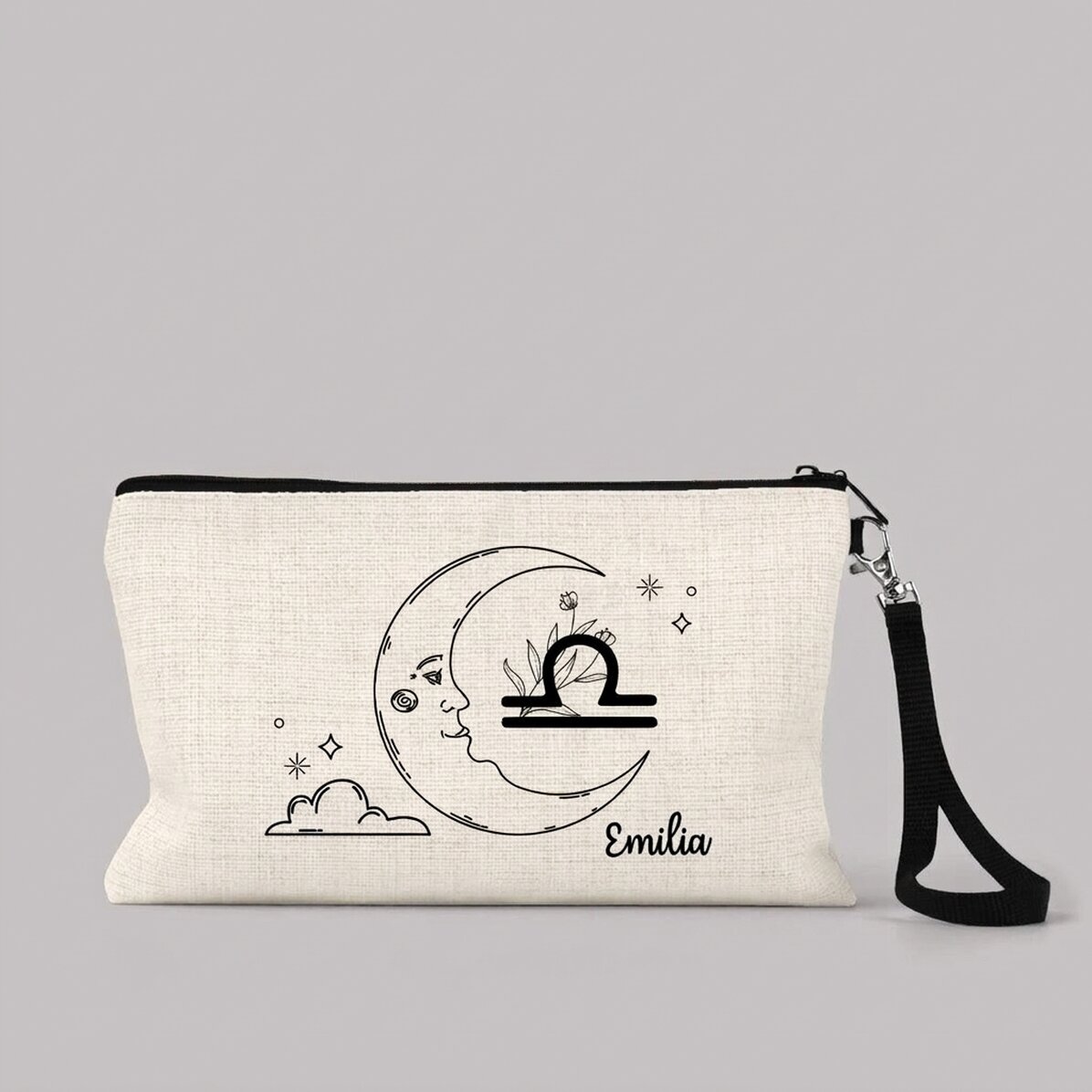 Trousse de maquillage personnalisée avec inscription - Signe du zodiaque : Balance