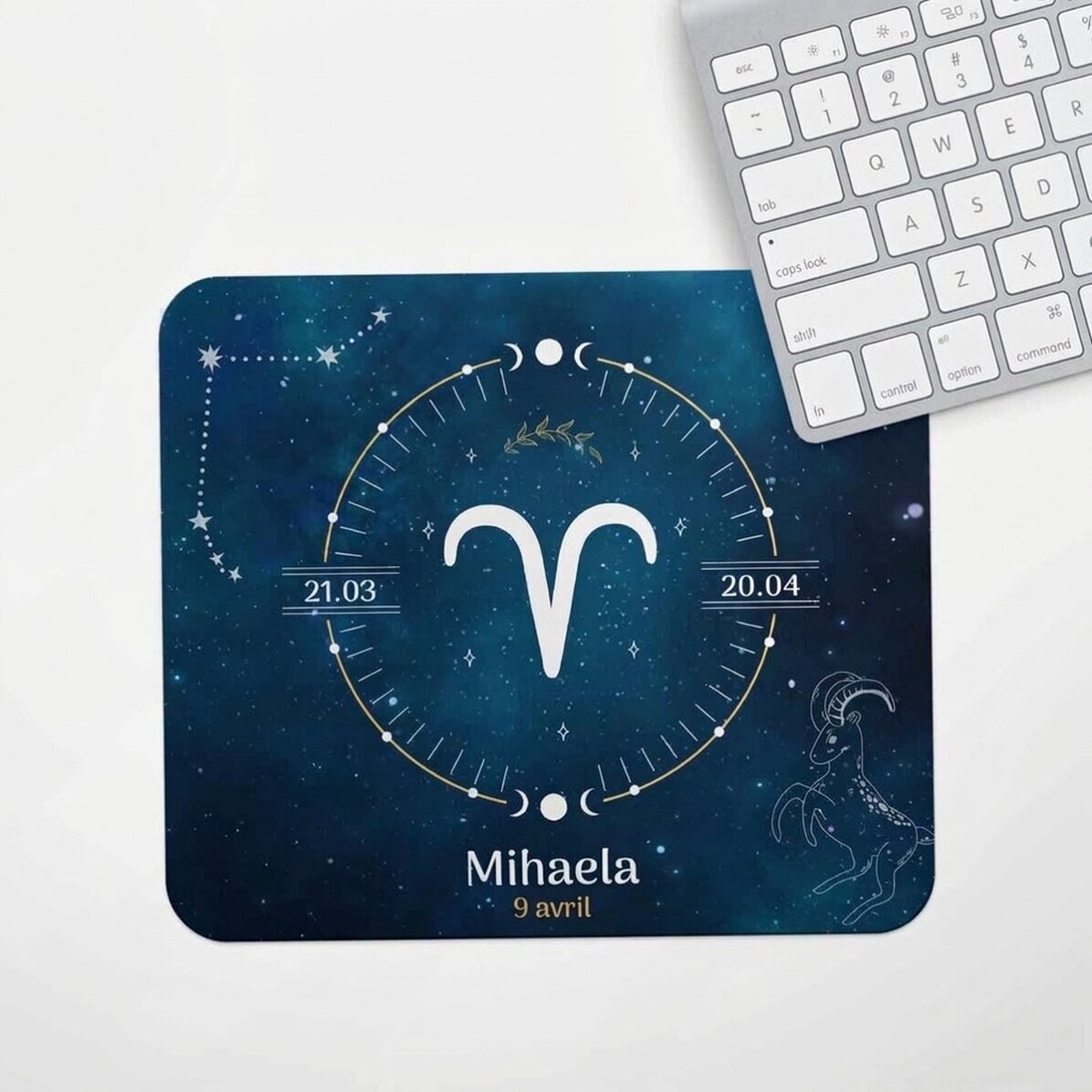Tapis de souris personnalisé avec texte - Signe du zodiaque