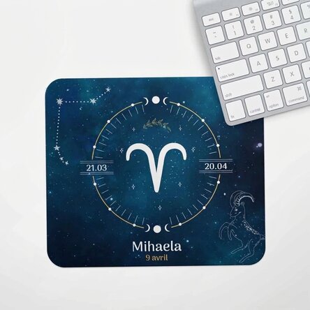 Tapis de souris personnalisé avec texte - Signe du zodiaque