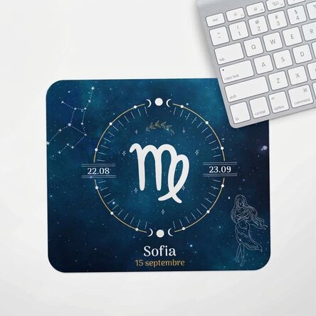 Tapis de souris personnalisé avec inscription - Signe de la Vierge