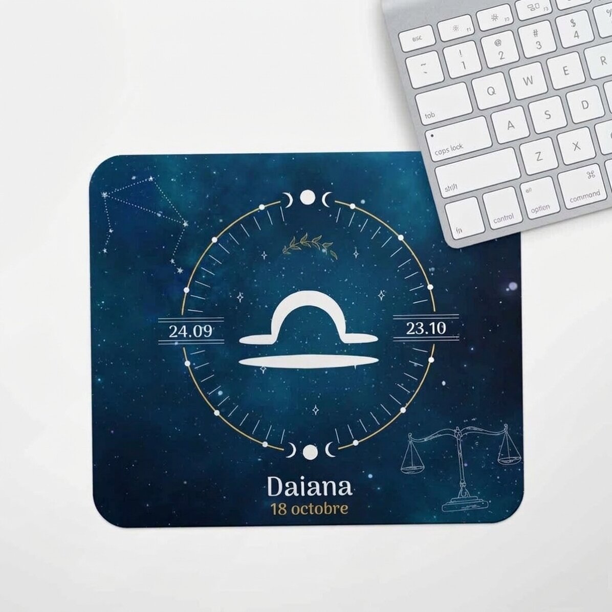 Tapis de souris personnalisé avec texte - Signe du zodiaque : Balance