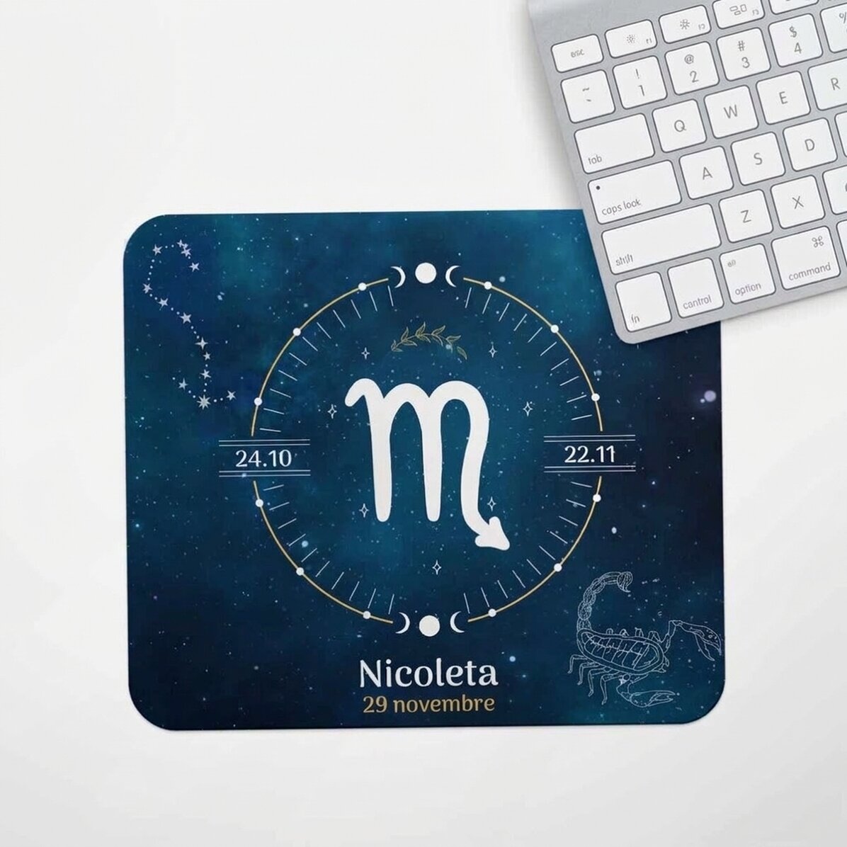 Tapis de souris personnalisé avec inscription - Signe du Scorpion
