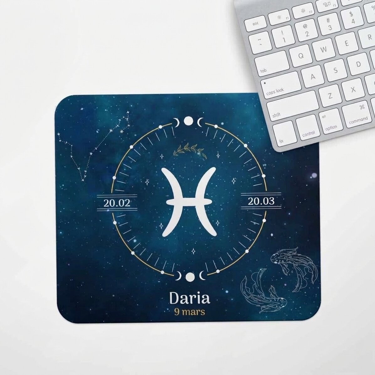 Tapis de souris personnalisé avec texte - Signe du Poisson