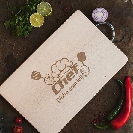 Planche à découper personnalisée avec inscription - Chef Puternic