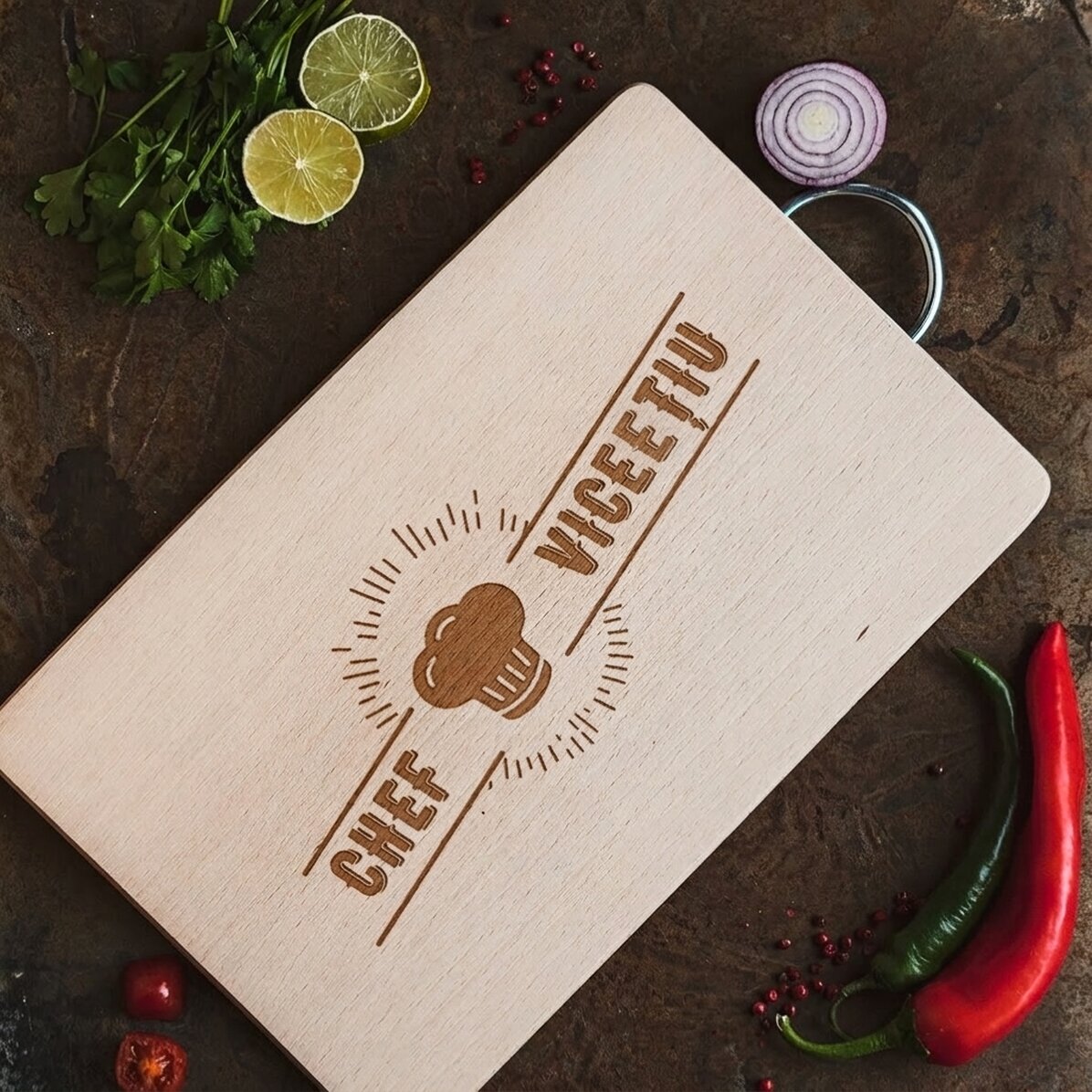 Planche à découper personnalisée avec inscription - Chef professionnel