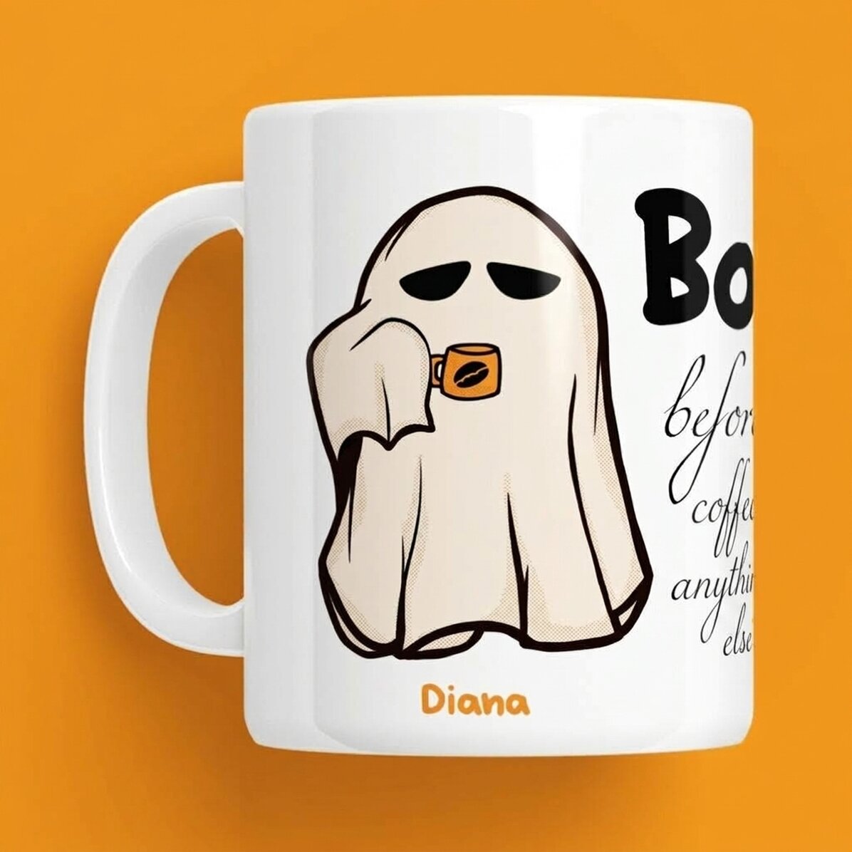 Tasse personnalisée avec un message pour Halloween - Boo