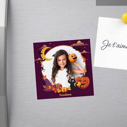 Aimant 10 x 10 personnalisé avec une photo et un texte - Joyeux Halloween