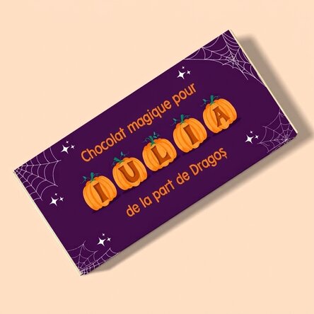 Chocolat personnalisé avec un message - Halloween magique