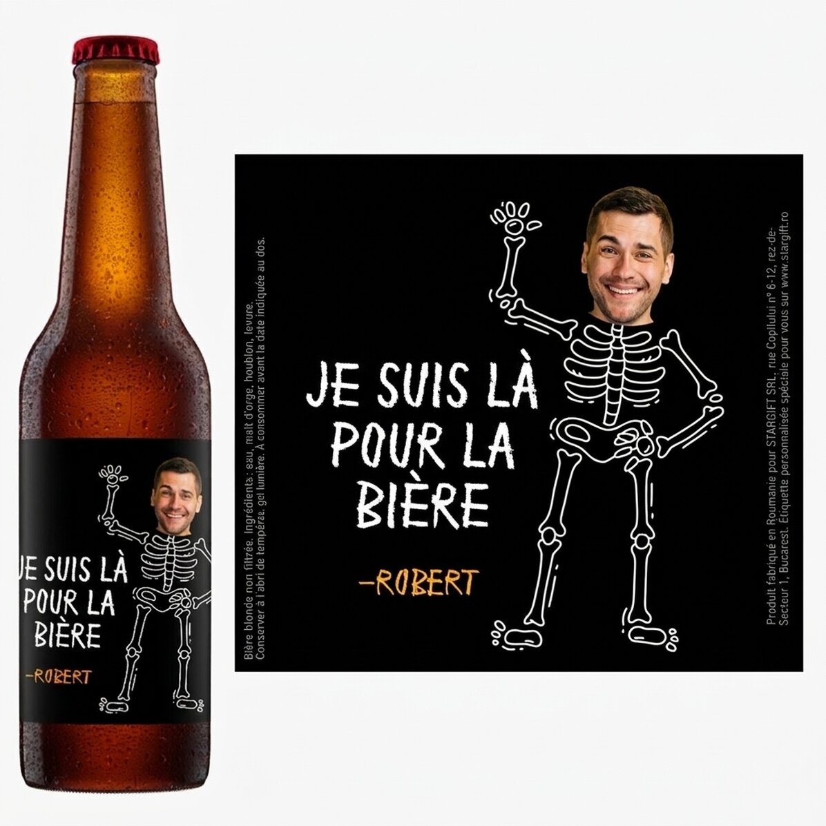Bière personnalisée avec une photo et un message - Here for the beer