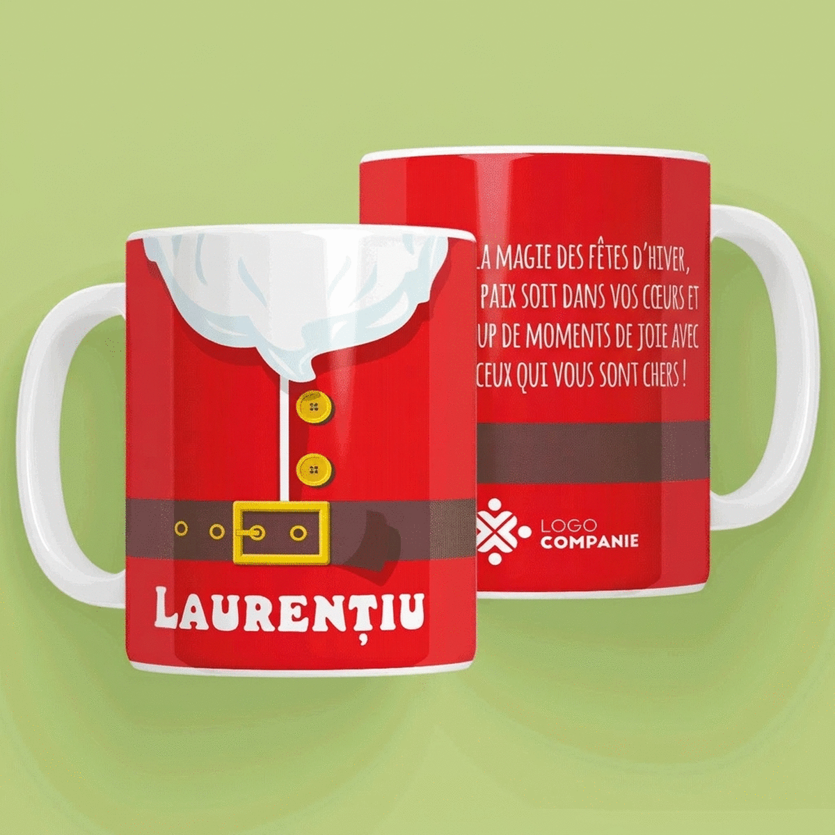 Tasse personnalisée avec texte et logo - Tasse du Père Noël