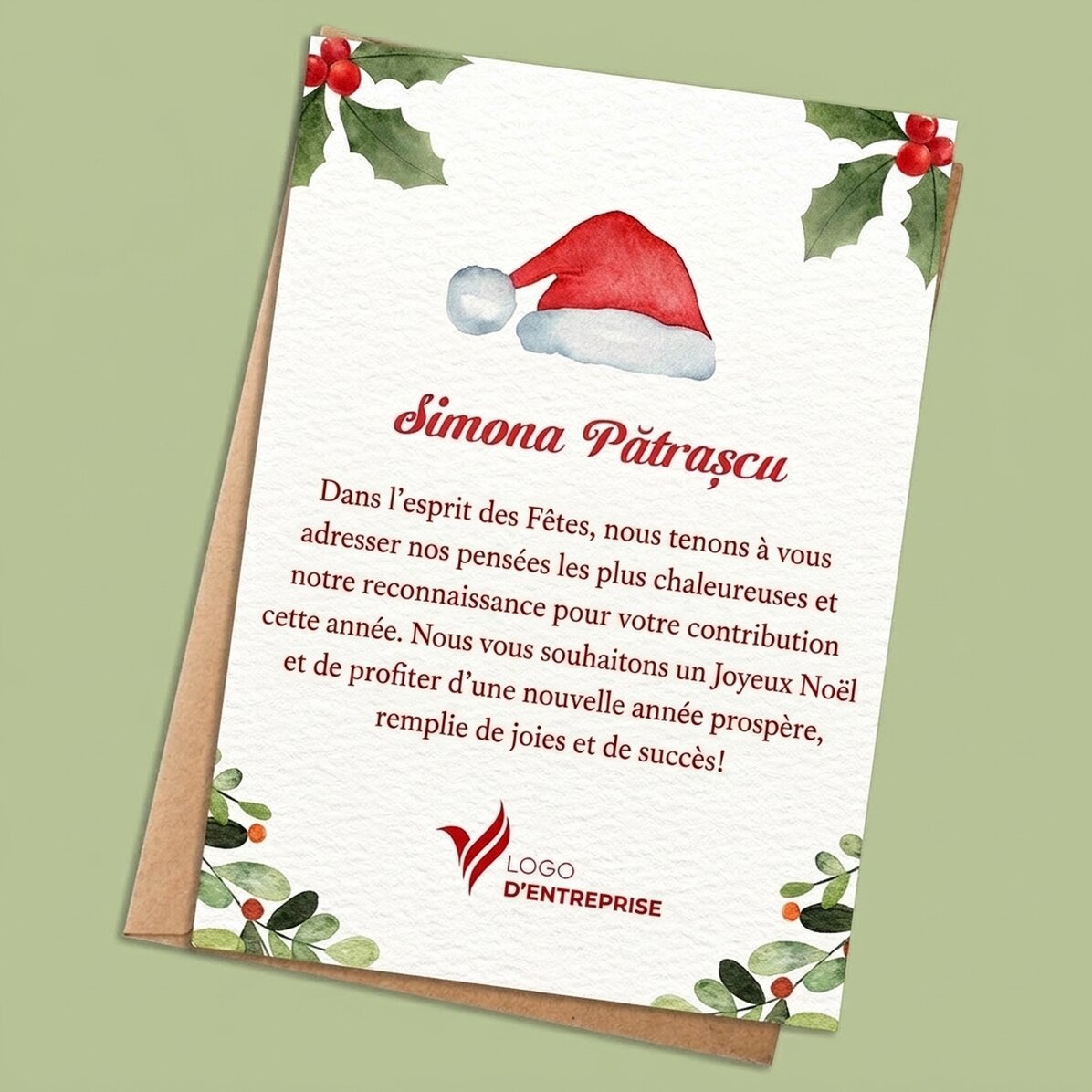 Carte personnalisée avec logo et texte - Santa