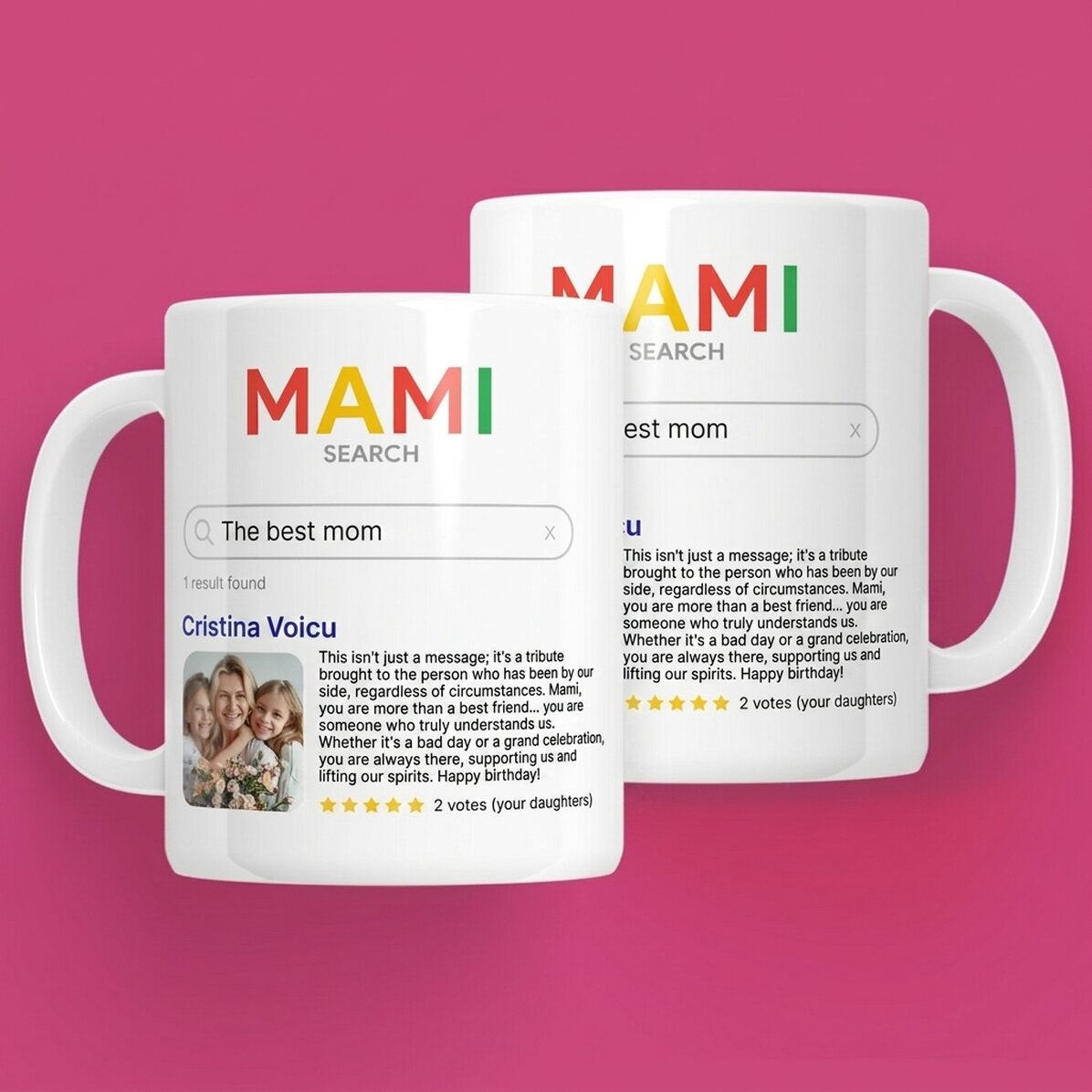 Tasse personnalisée avec une photo et un texte - Recherche