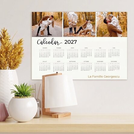 Affiche-calendrier personnalisée avec 3 photos et un message