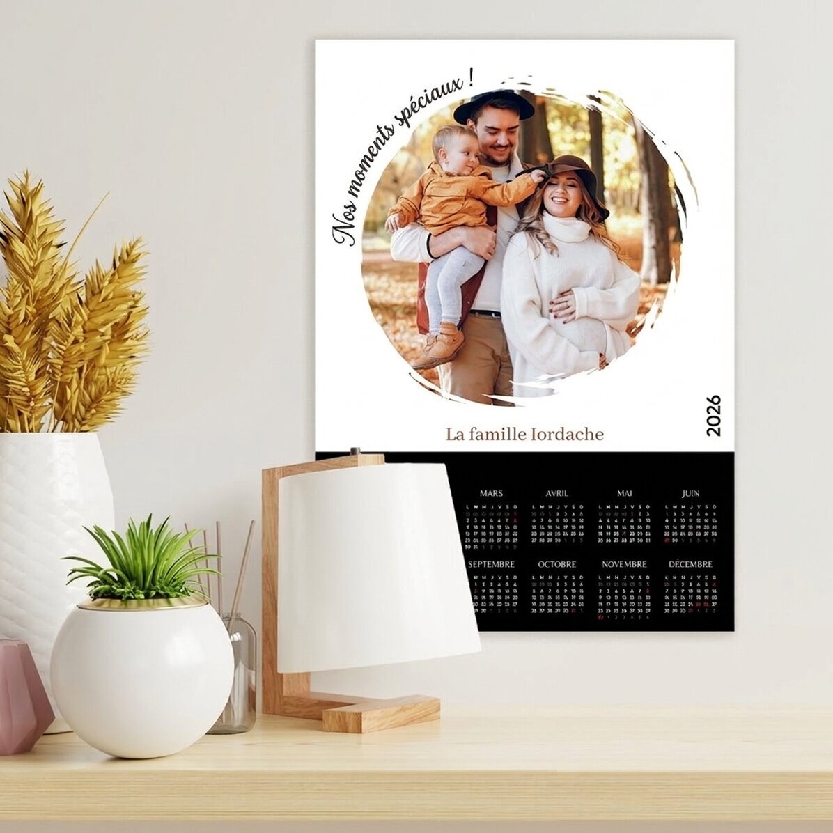 Affiche-calendrier personnalisée avec une photo et un message - Nos moments privilégiés !