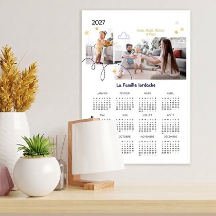 Affiche-calendrier personnalisée avec 2 photos et un texte - Famille