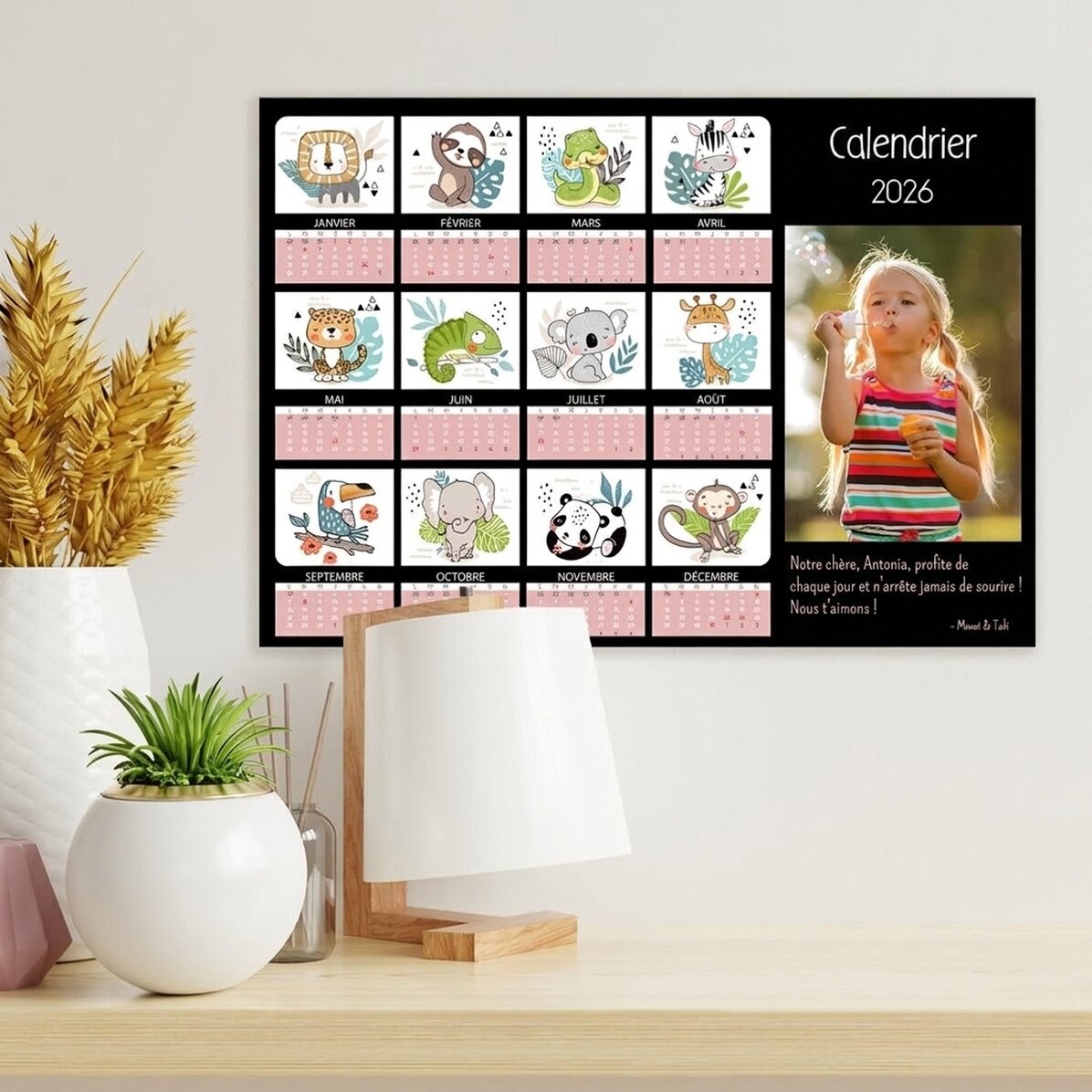 Affiche-calendrier personnalisée avec une photo et un message - Enfants