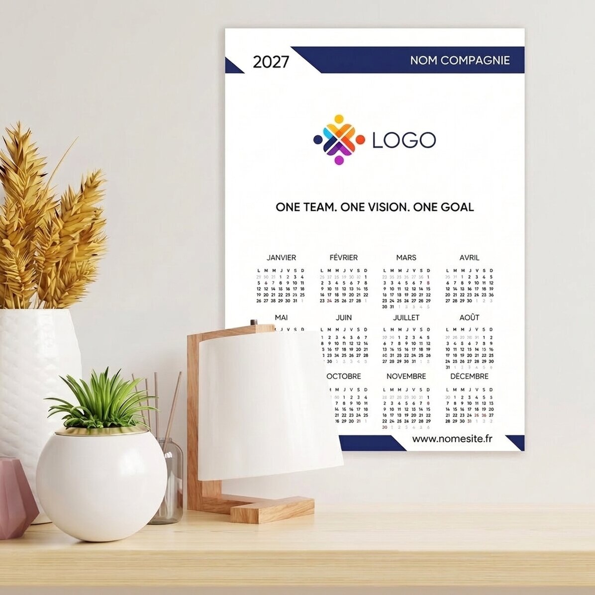 Affiche-calendrier personnalisée avec logo et message