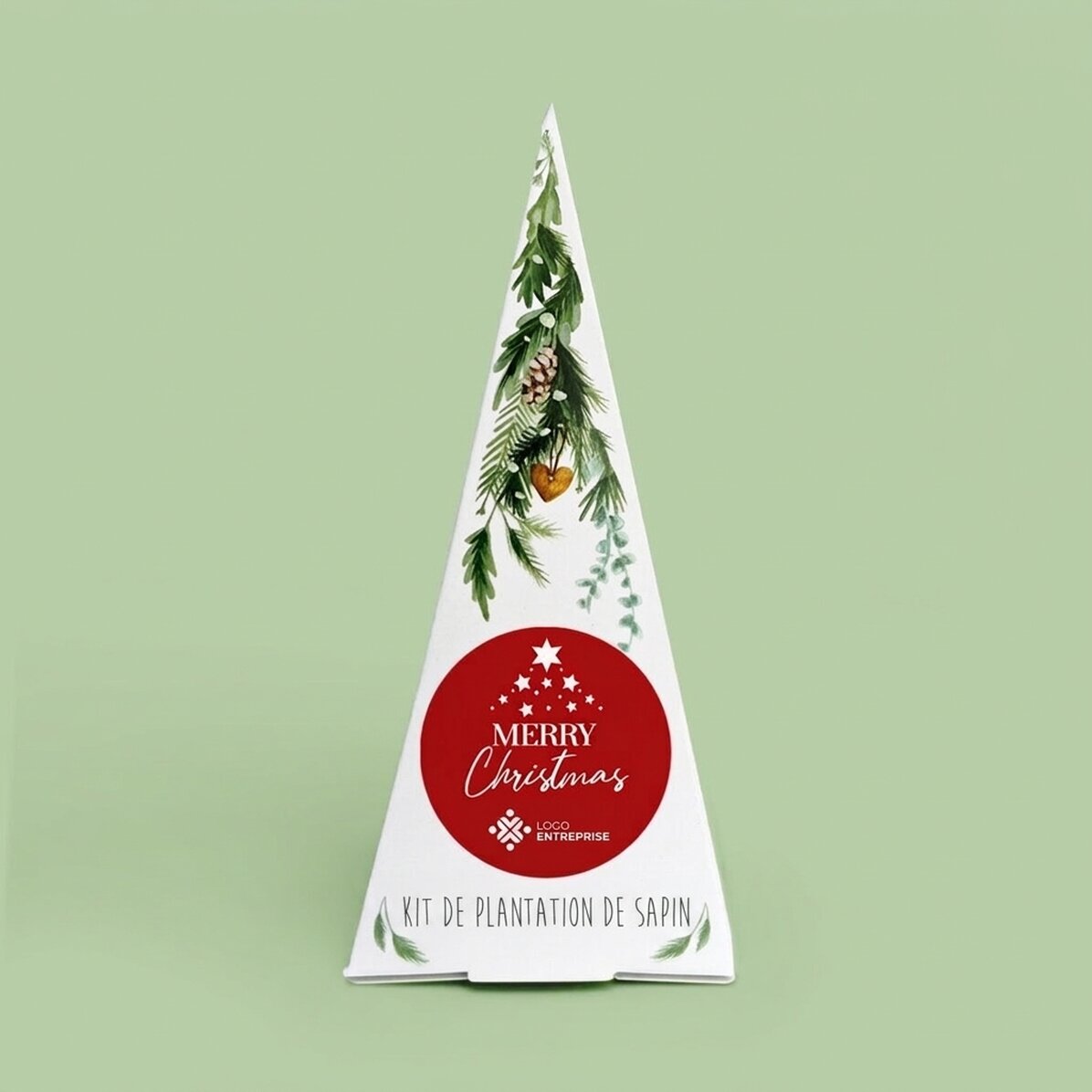 Kit de plantation de sapin personnalisé avec logo et message