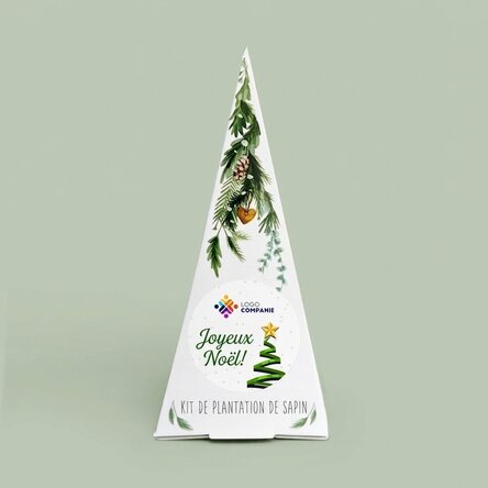 Kit de plantation de sapin personnalisé avec logo et message - Joyeux Noël