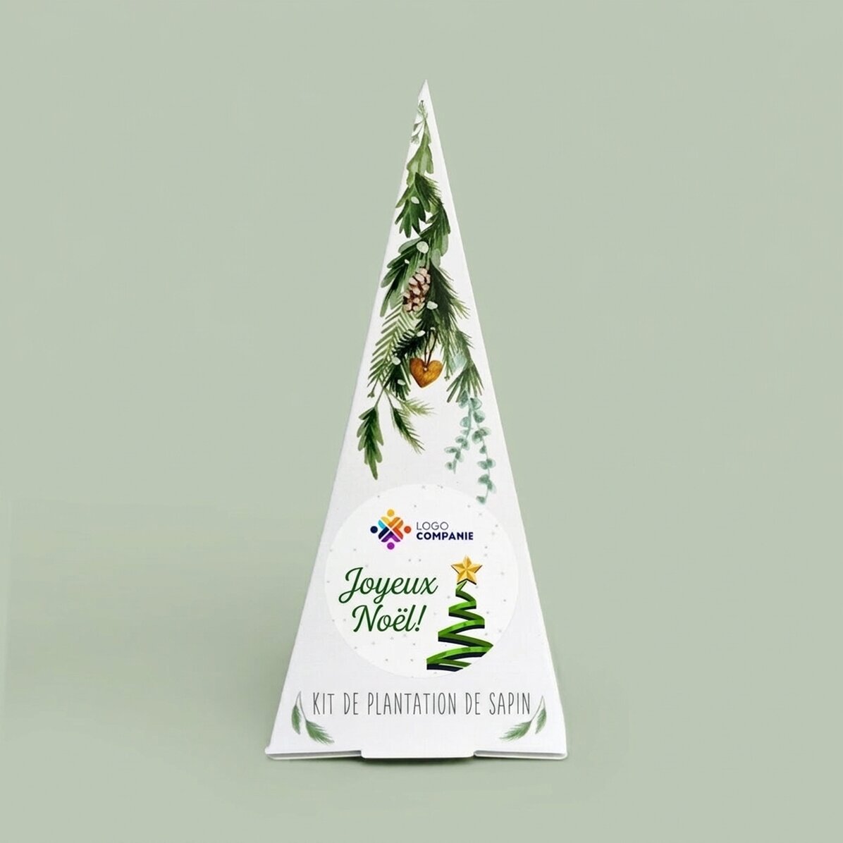 Kit de plantation de sapin personnalisé avec logo et message - Joyeux Noël
