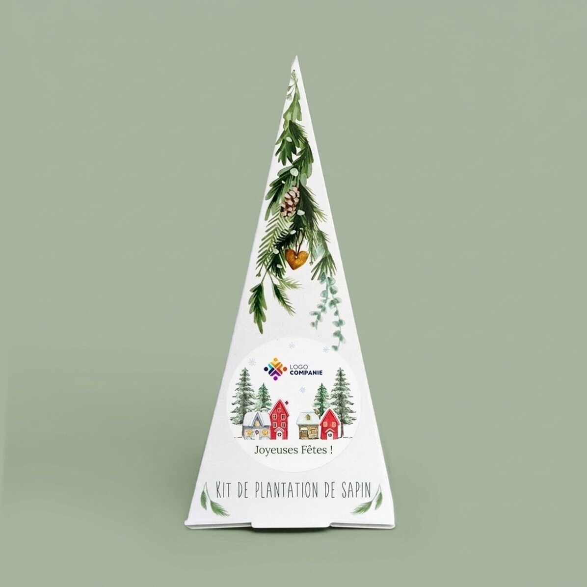 Kit de plantation de sapin personnalisé avec logo et message - Joyeuses fêtes !