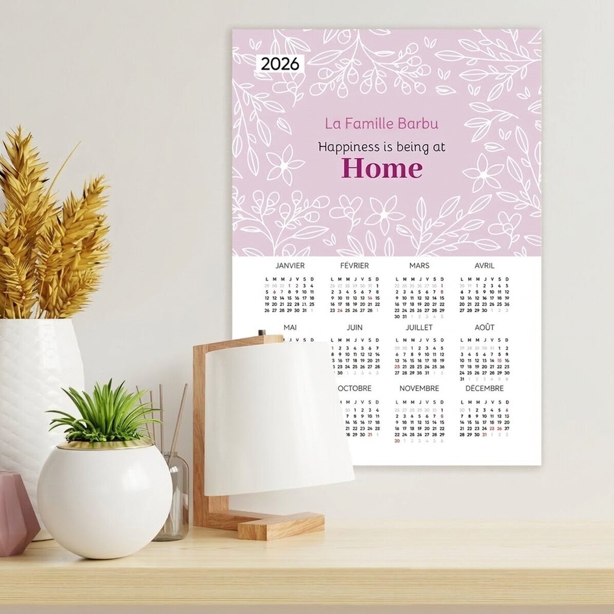 Affiche-calendrier personnalisée avec message