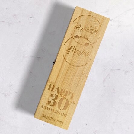 Coffret à vin en bambou avec accessoires, personnalisé avec un message - Anniversaire
