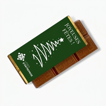 Mini-tablette de chocolat personnalisée avec logo et message - Joyeuses fêtes