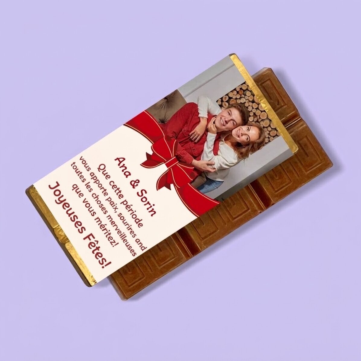 Mini-tablette de chocolat personnalisée avec une photo et un texte - Fundita