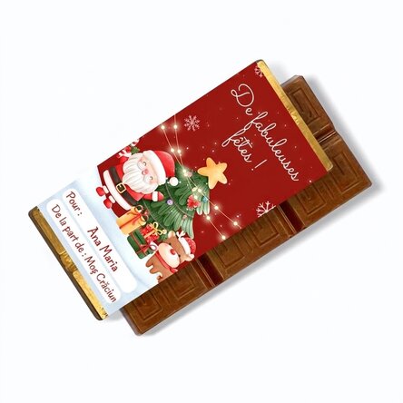 Mini-tablette de chocolat personnalisée avec un message - De la part du Père Noël