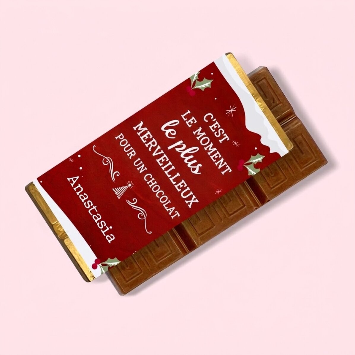 Mini-tablette de chocolat personnalisée avec un message - « Most wonderful time »