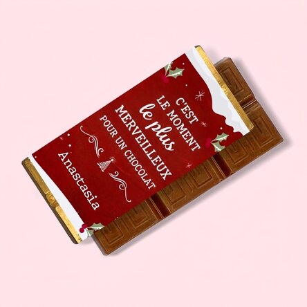 Mini-tablette de chocolat personnalisée avec un message - « Most wonderful time »