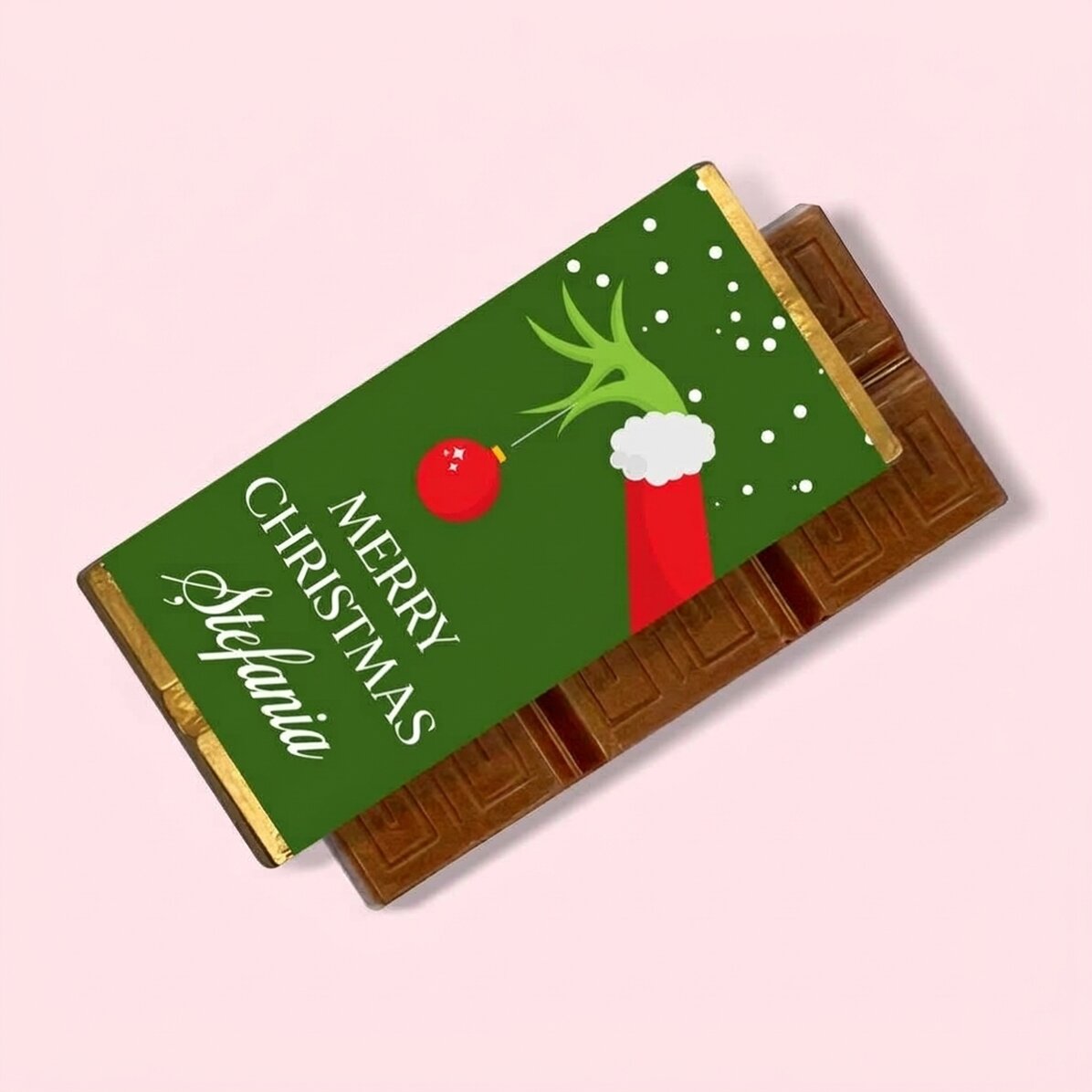 Mini-tablette de chocolat personnalisée avec un message - Grinch