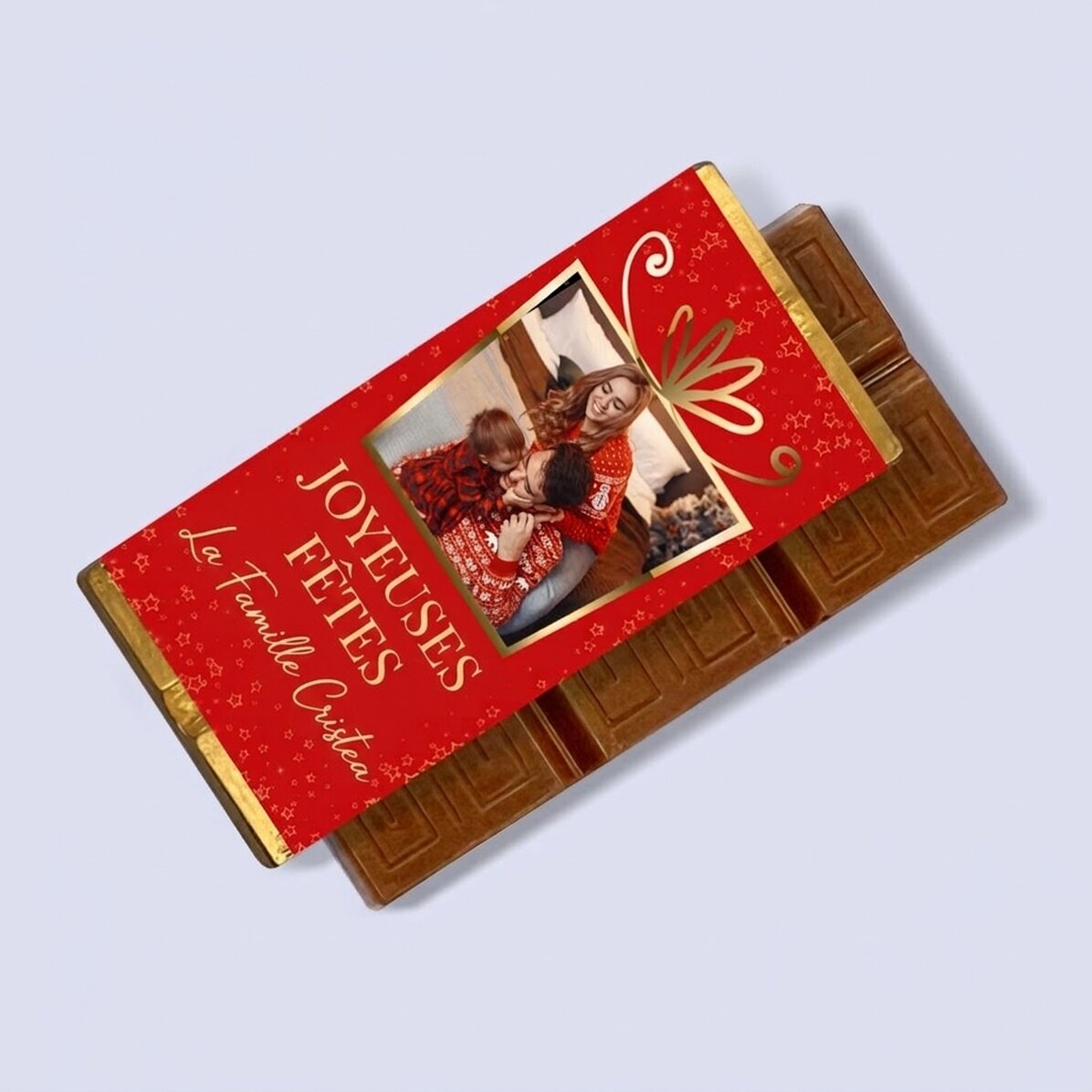 Mini-tablette de chocolat personnalisée avec une photo et un message - Cadeau de Noël