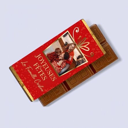 Mini-tablette de chocolat personnalisée avec une photo et un message - Cadeau de Noël