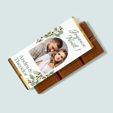 Mini-tablette de chocolat personnalisée avec une photo et un message - Noël avec vos proches