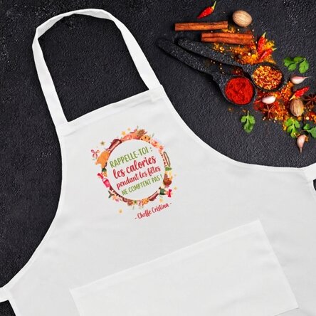 Tablier personnalisé avec texte - Les calories de Noël