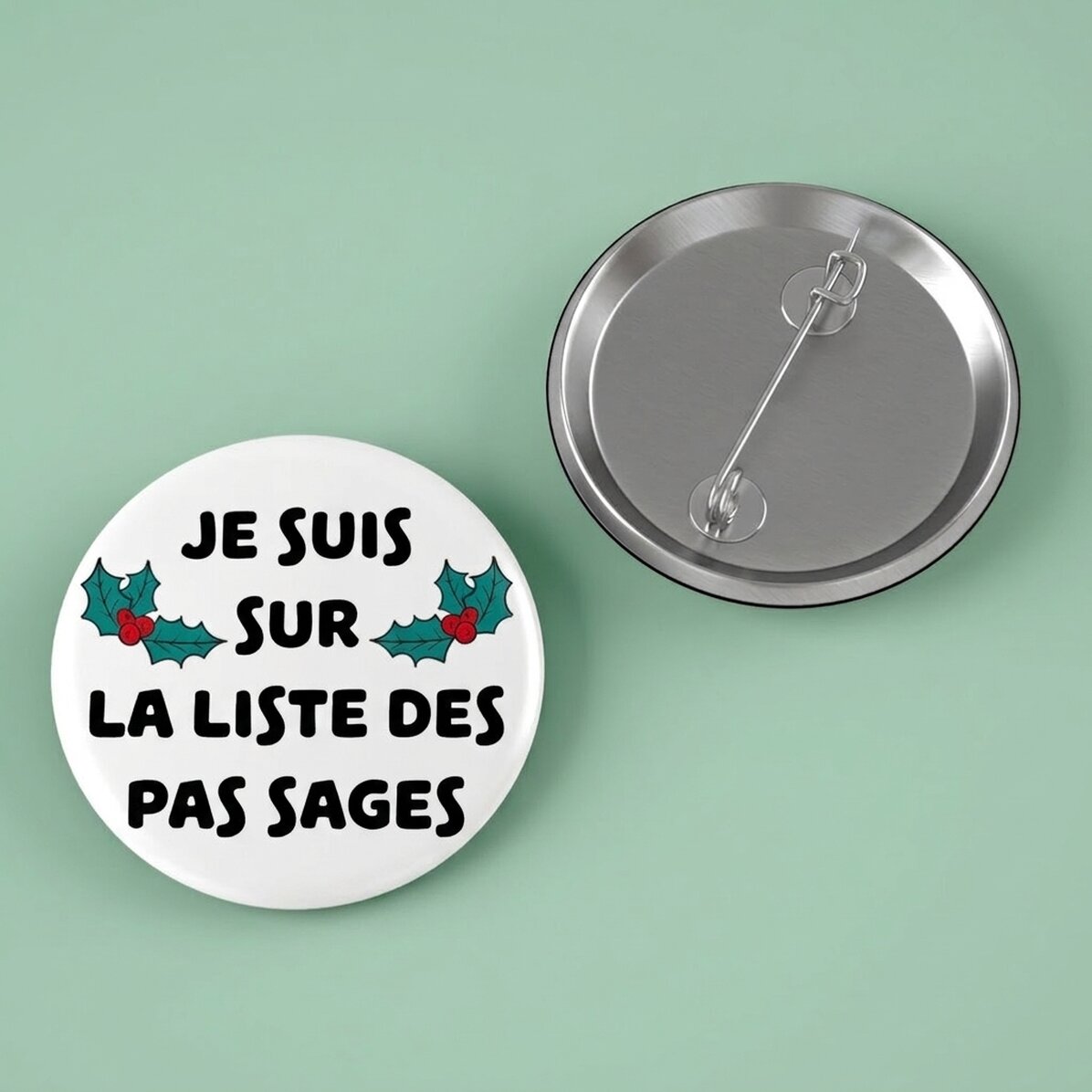 Badge personnalisé avec texte - Naughty List