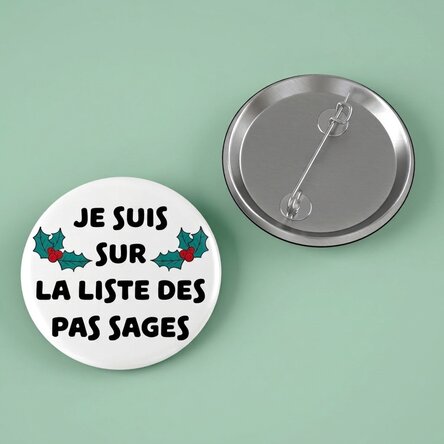 Badge personnalisé avec texte - Naughty List