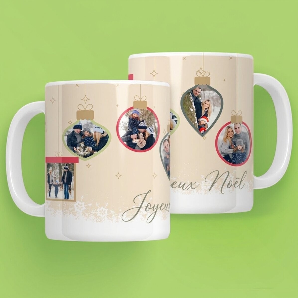 Tasse personnalisée avec texte et photos - Souvenirs de Noël